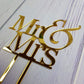 JIEEIN Mr and Mrs Cake Topper, Bride and Groom Sign, Mirror Gold Acrylic, 1 Count, Model NJ-0498