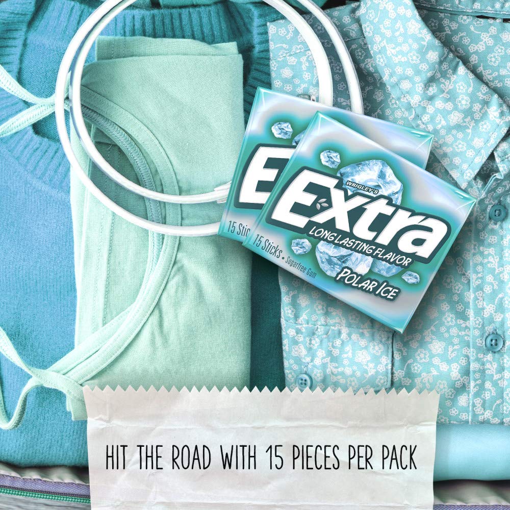 Extra Polar Ice Sugarfree Gum, 15 Sticks (Pack Of 10)