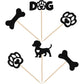 ZHUOWEISM 24 PCS Pet Dog Cupcake Toppers Glitter Bone Paw Picks Small Black Bamboo Decorations