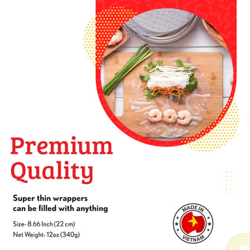 Cathay Fresh Spring Roll Rice Paper Wrappers 30 Sheets | Non-Gmo, Gluten-Free, Low Carb, Natural Ingredients | Vietnamese Summer