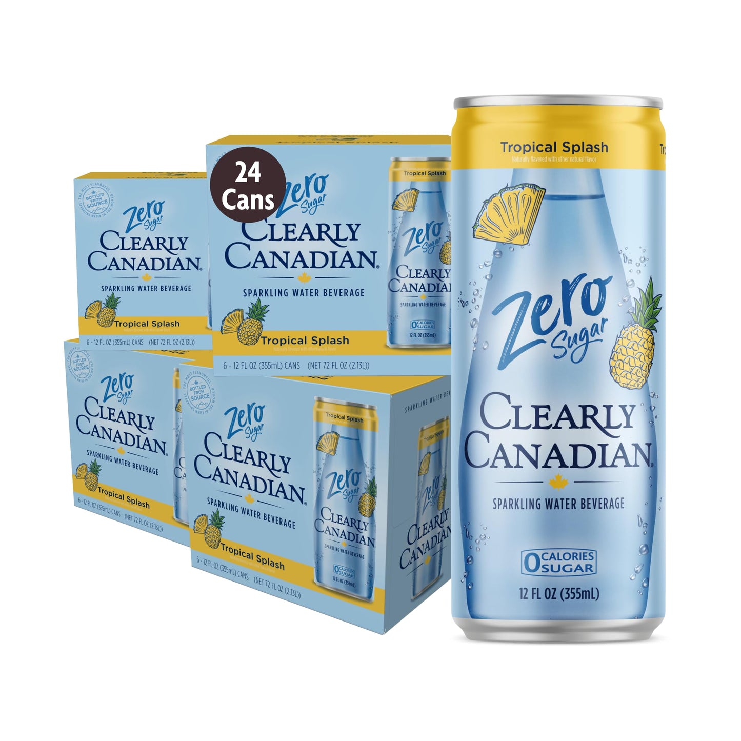Clearly Canadian Sparkling Water Beverage, Zero Sugar & Zero Calories, 12 Fl Oz (Pack of 24)