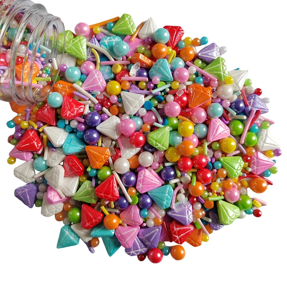 Ephvodi Diamond Sprinkles Rainbow Sprinkles For Cake Decorating, Pastel Jimmies Pearls Sprinkle Mix For Cupcake Toppers, Cookies