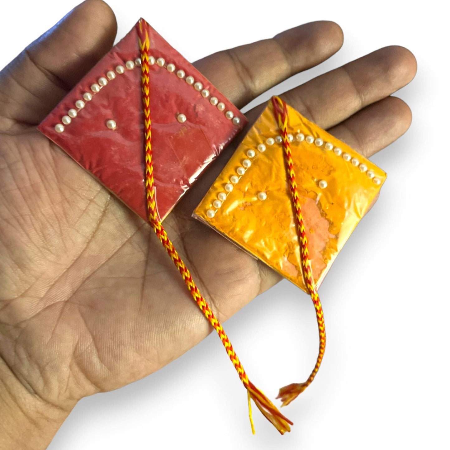Lovenspire Haldi Kumkum Packets Bulk Pack Of 10 Kite Style Mini Packs Enhanced Sindoor And Turmeric Powder Combo Hindu Thamboolam Set For Indian Wedding Havan Durga Puja Festive Essentials Return Gift