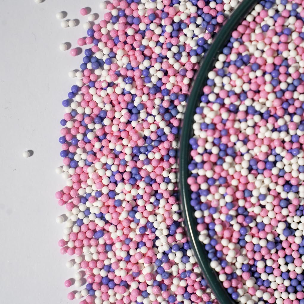 NIPEOR Nonpareils Sprinkles Edible Pearl Sprinkles 130g 2mm Pink Purple for Cake Decorating, Baking, Ice Cream, Cookies, Cupcakes