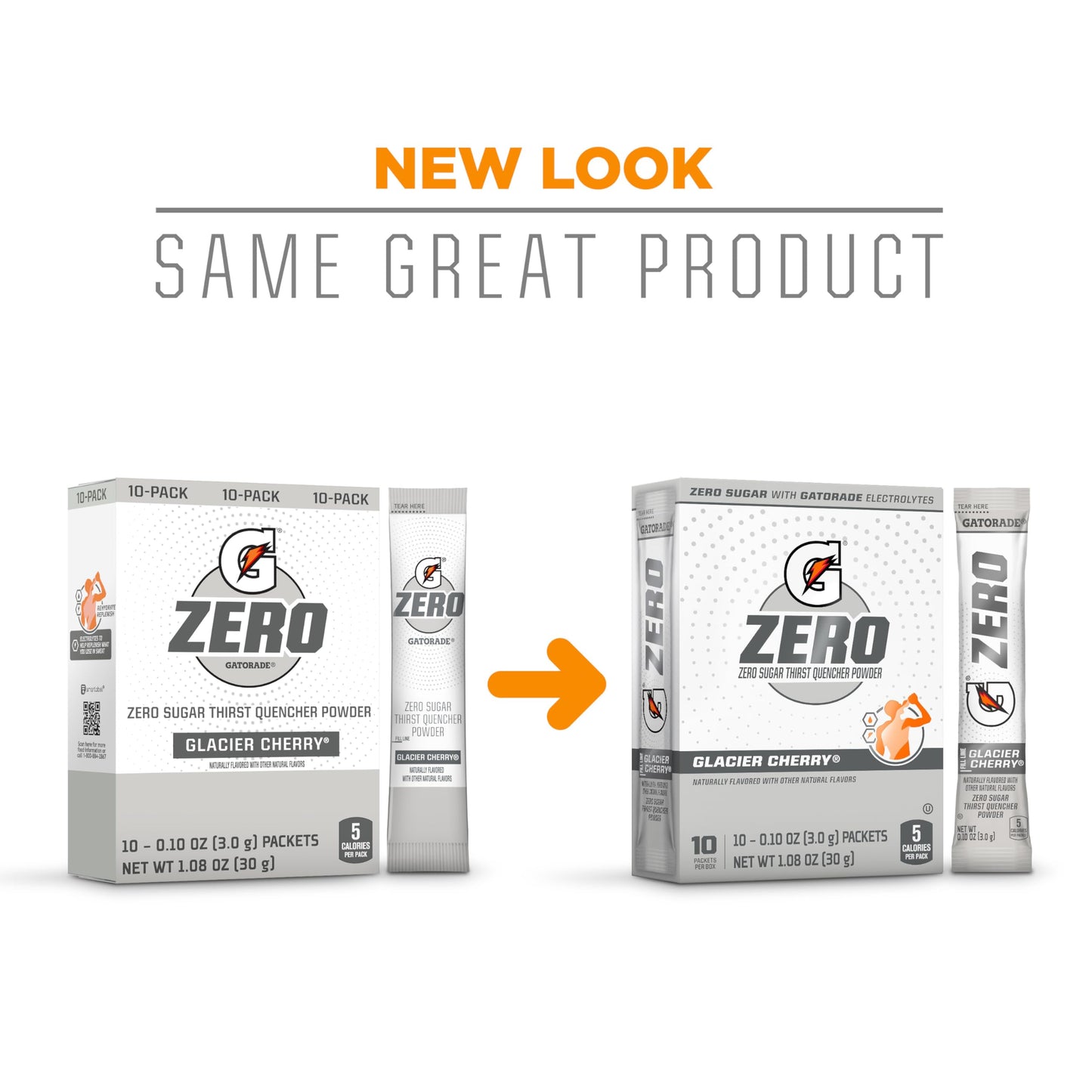 Gatorade G Zero Sports Drink Mix Powder Packets, Glacier Cherry, Electrolyte Powder Drink Mix for Hydration, Zero Sugar, Total 1