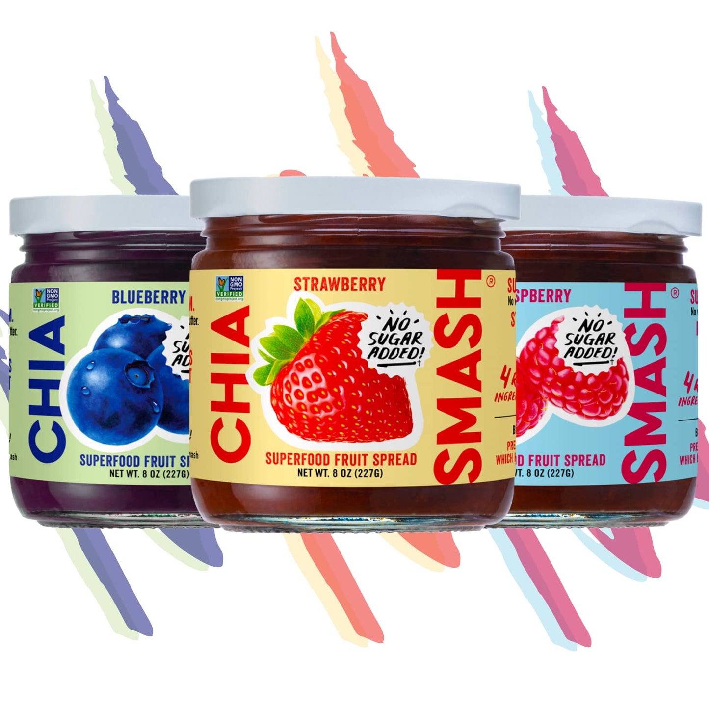 Smash Foods Jam Variety 3-Pack Classics | No Sugar Added, Naturally Sweet Jelly | Keto Friendly, Low Calorie, Low Carb | Non GMO