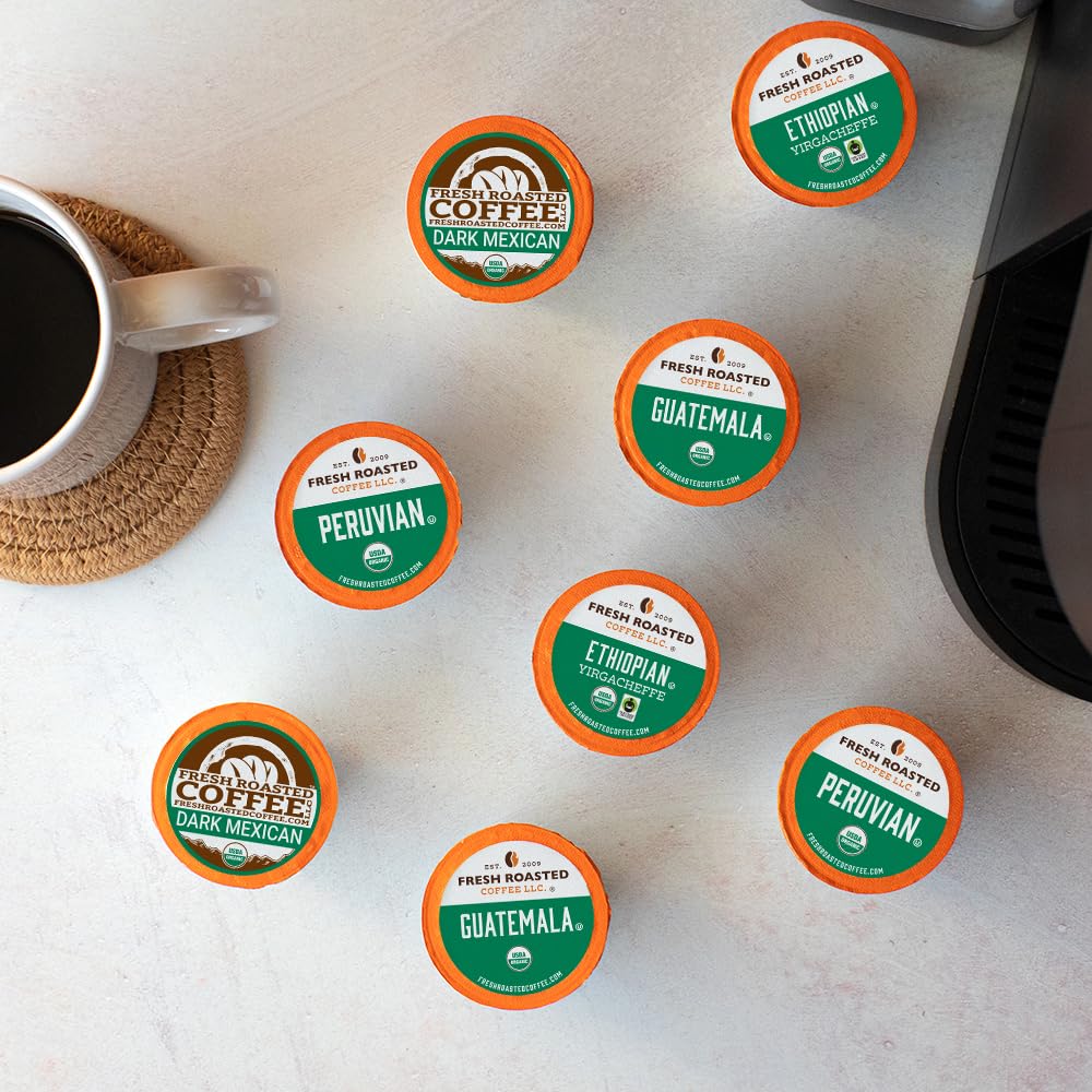 Fresh Roasted Coffee  Organic Mold & Mycotoxin 3rd Party Tested Variety Pack | USDA Organic  Kosher | K-Cup Compatible  96 Pods