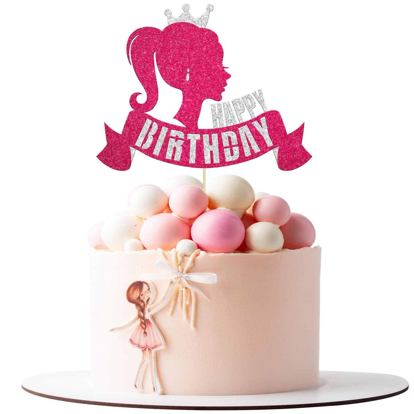 Gyufise Glitter Crown Cake Topper for Girls - Small Paper Birthday Decoration - 1pc