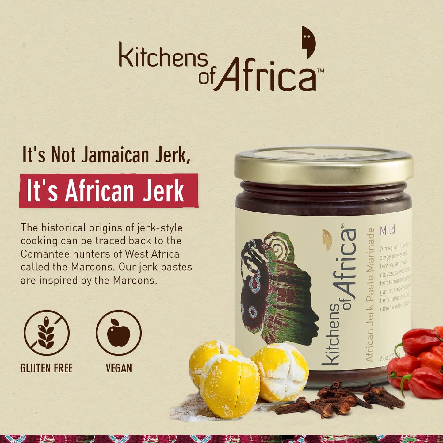 Kitchens Of Africa Jerk Paste Marinade With Preserved Lemon, Dates, Tamarind, Dijon Mustard And Highly Aromatic Spices - Tastes