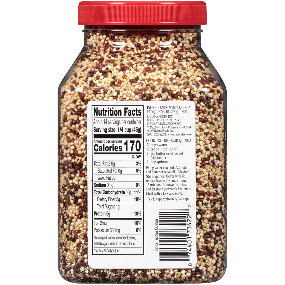 RiceSelect Tri-Color Quinoa, Gluten-Free, Vegan, 22oz Jars, 4-Count