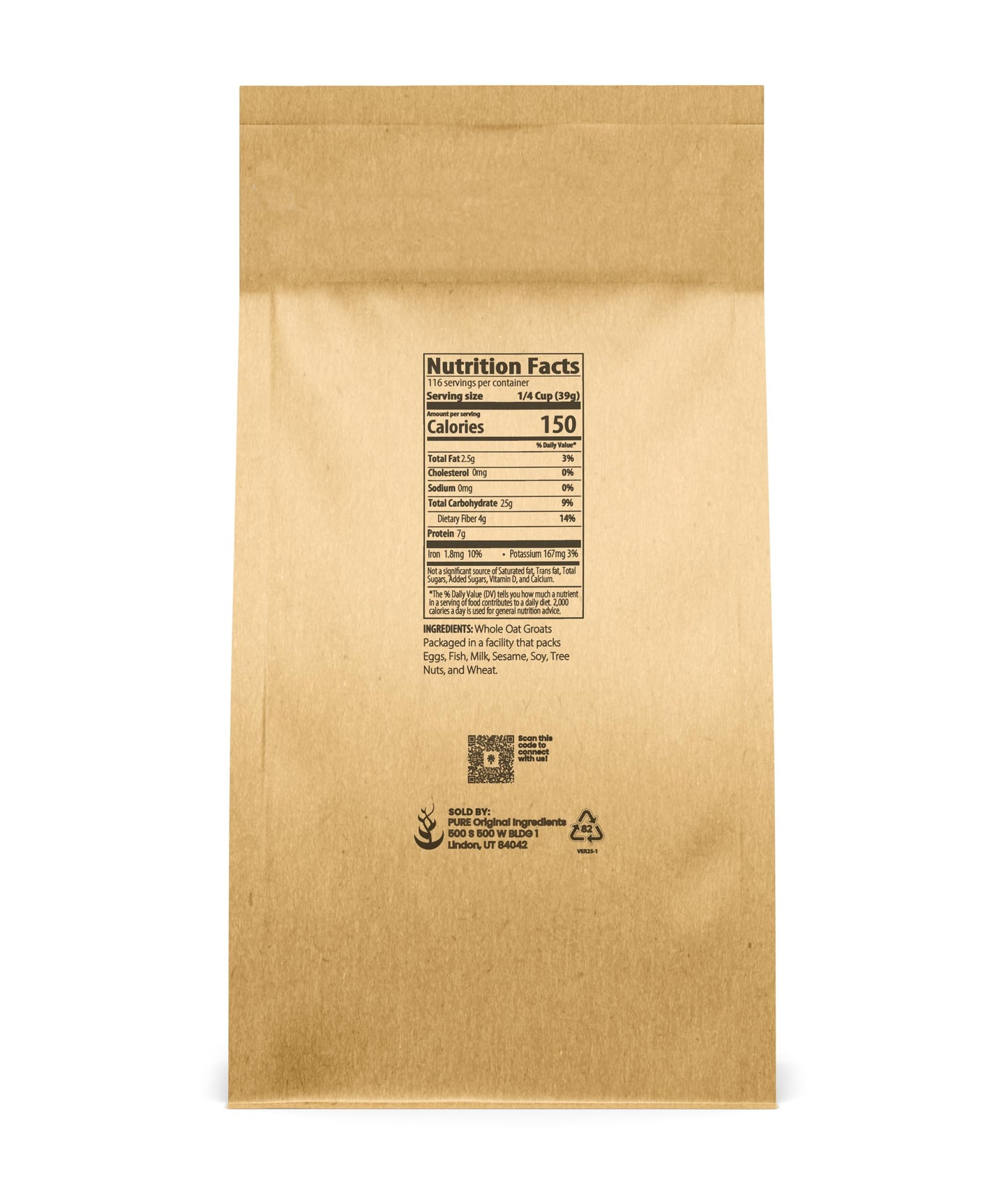 PURE ORIGINAL INGREDIENTS Oat Groats (10 Pound), Whole, Uncut & Hulless, High in Protein, Oat Kernels