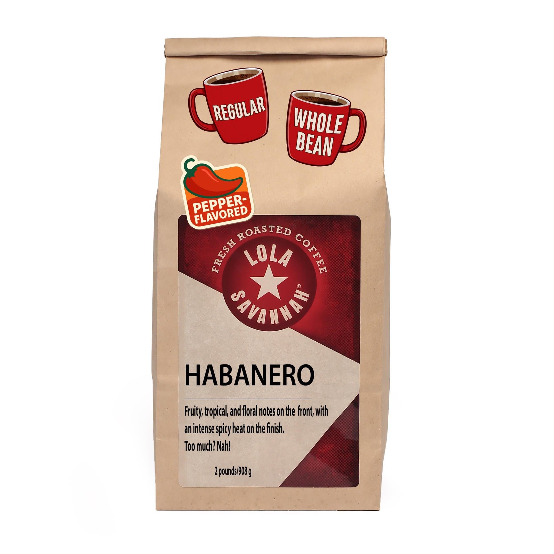 Lola Savannah Habanero Whole Bean Caffeinated Coffee  2Lb (32 Oz)