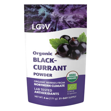 Loov Blackcurrant Powder Organic, Made From 100% Whole Blackcurrants, Freeze Dried And Powdered Organic Blackcurrants, 6 Ounces,
