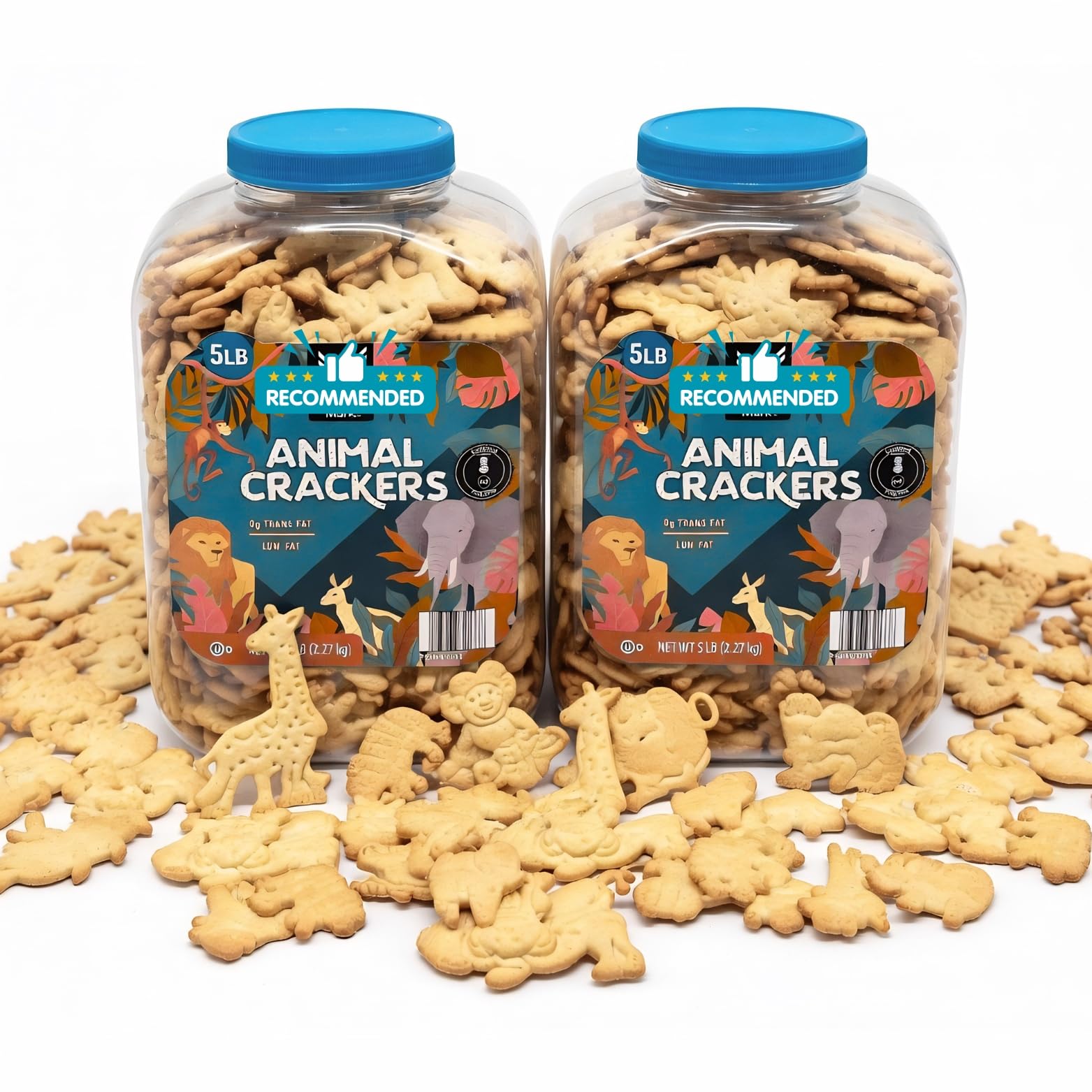 Animal Shaped Sweet Crackers 5 lb Value Pack (2 Boxes) - Crunchy Cookie Snacks for Parties, Lunches & Sharing