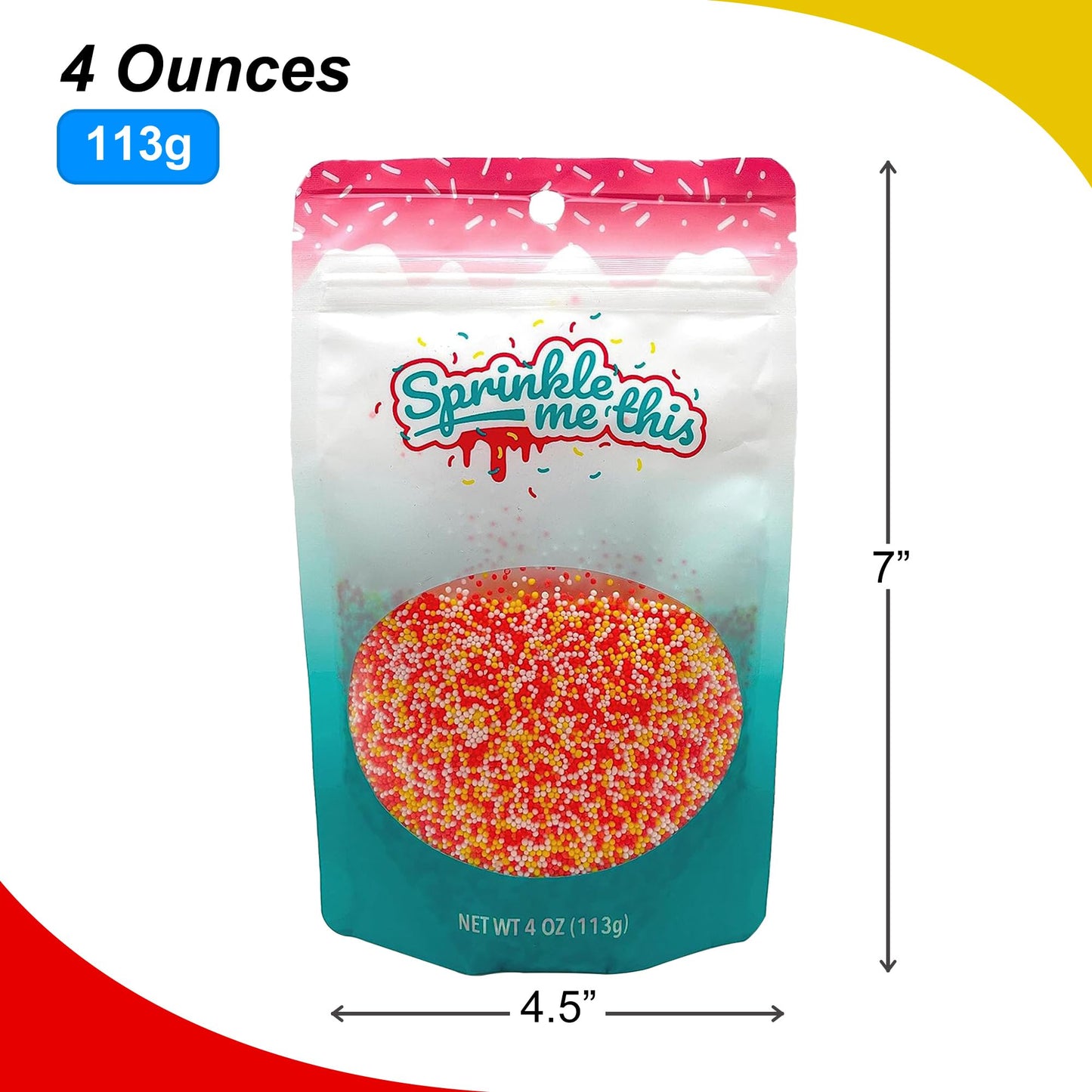 Sprinkle Me This Candy Corn Nonpareils | 4 oz Resealable Bag | Orange, Yellow, White Sprinkle Blend for Cookies and Cakes