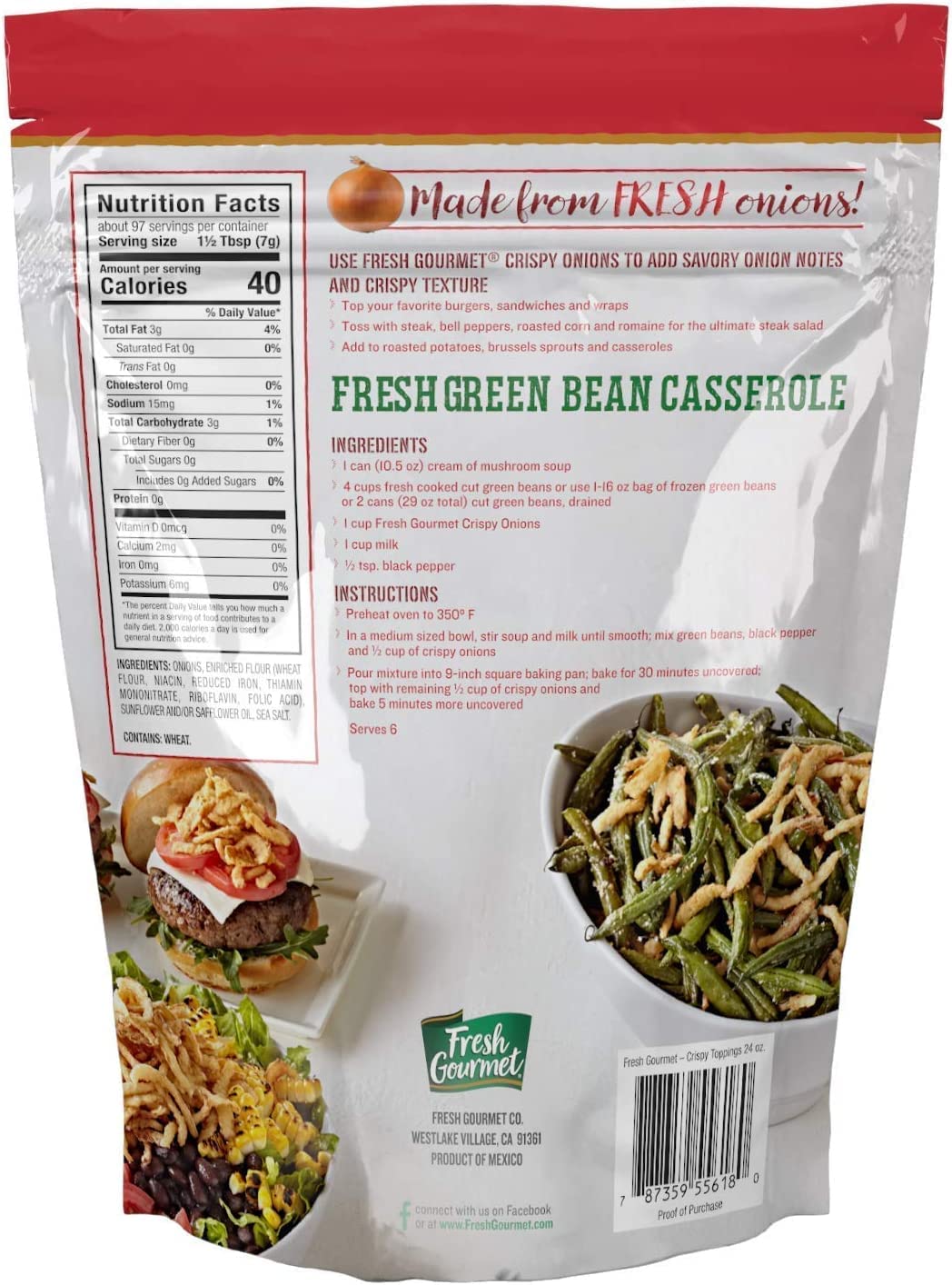Fresh Gourmet Crispy Onions Snack And Salad Topper, 24 Ounce (Pack Of 2)