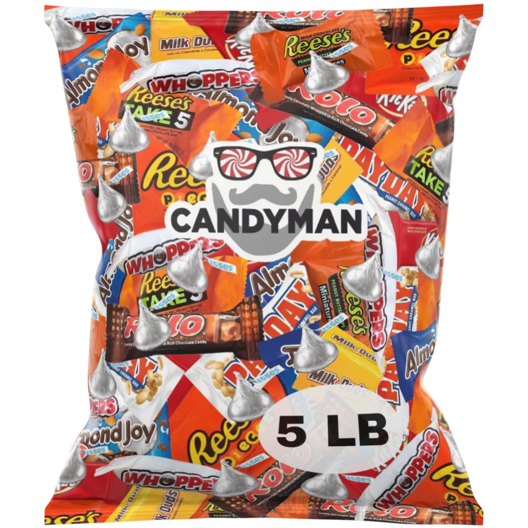 Candyman 5 Pound Gift Box Mix Of Chocolate, Individually Wrapped Assorted Bulk Candy Chocolates Variety Pack, Perfect For Holiday Candies, Chocolate Summer Candy Bulk