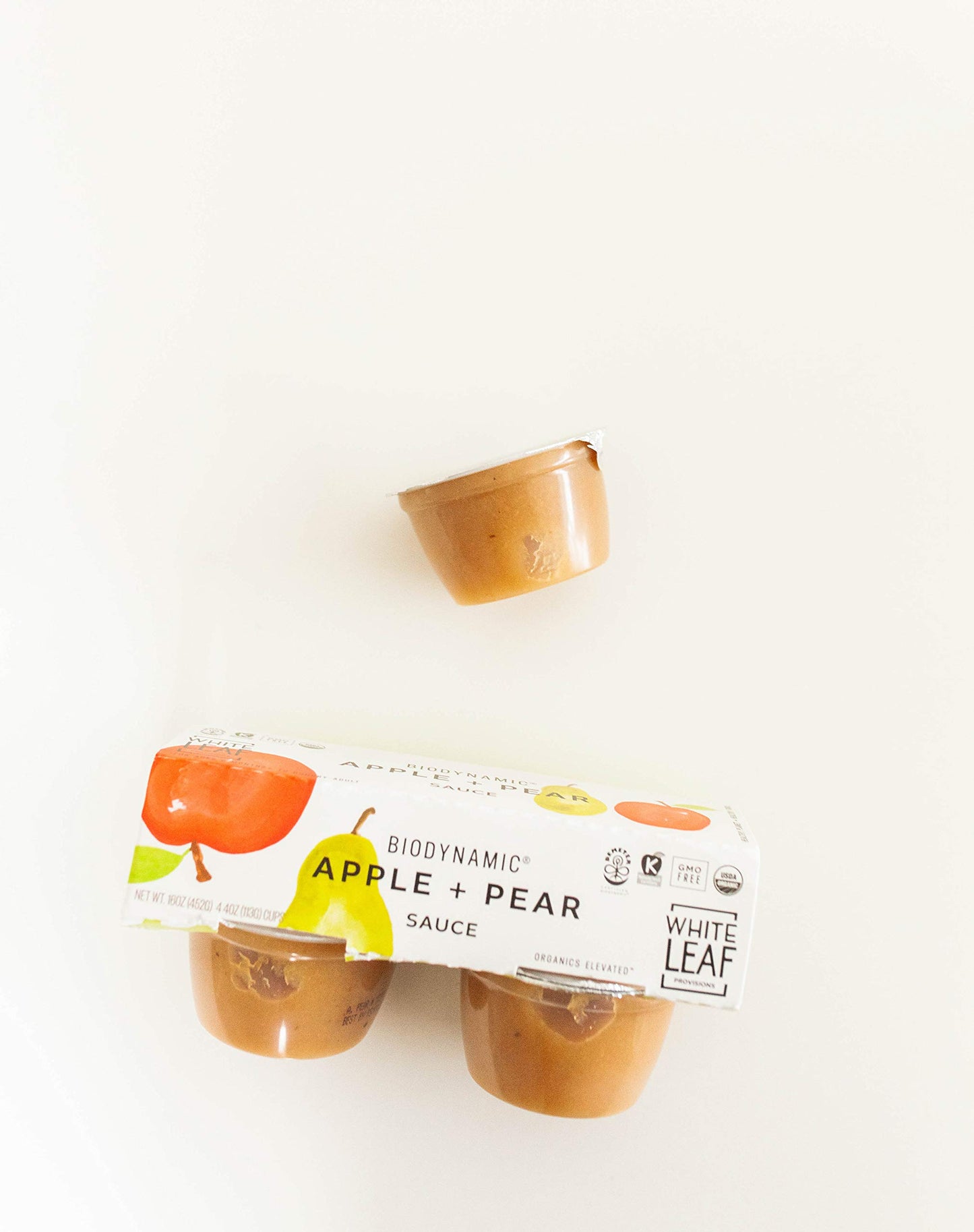 White Leaf Provisions Biodynamic & Organic Unsweetened Applesauce - Apple + Pear Sauce Pack - Organic Baby Food Or Healthy Snack