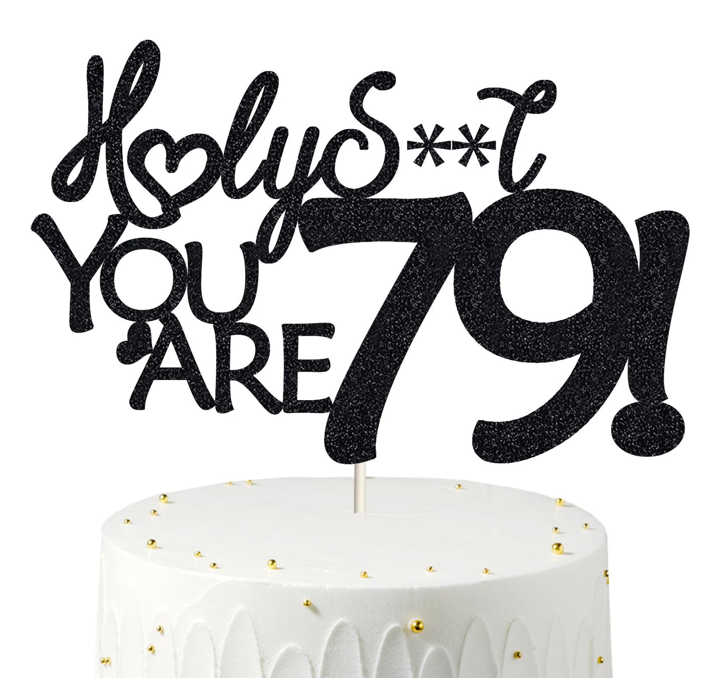 Happy 79th Birthday Cake Topper 79 Birthday Cake Toppers-Black Glitter, Funny 79th Cake Topper for Men For Women, 79th birthday 