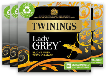 Twinings Lady Grey Tea | Bright & Refreshing Black Tea With Zesty Orange | Multipack Bulk Buy, 320 (4 X 80) Biodegradable Tea Ba