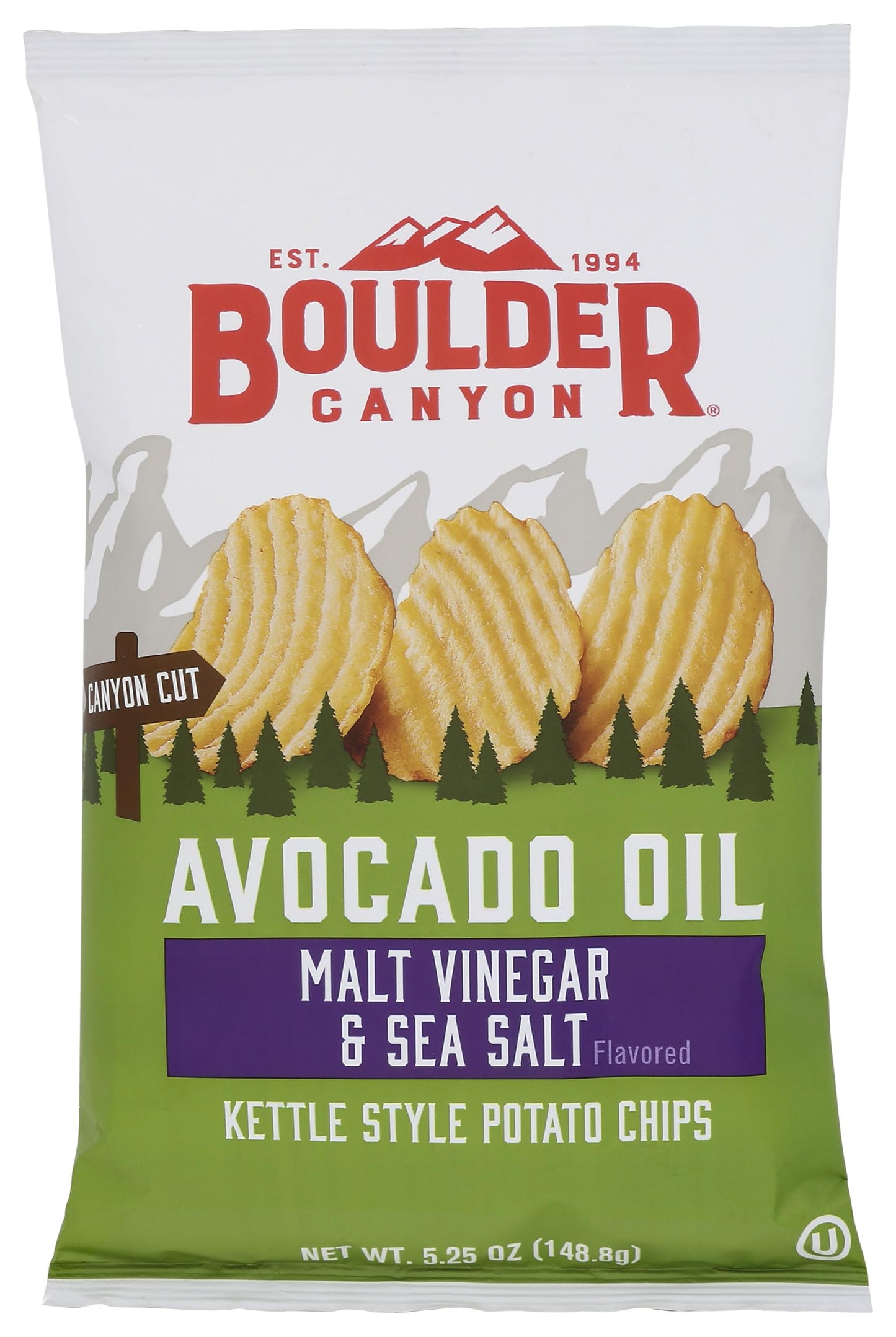 Boulder Canyon, Chips Potato Canyon Cut Avocado Oil Vinegar N Salt, 5.25 Ounce