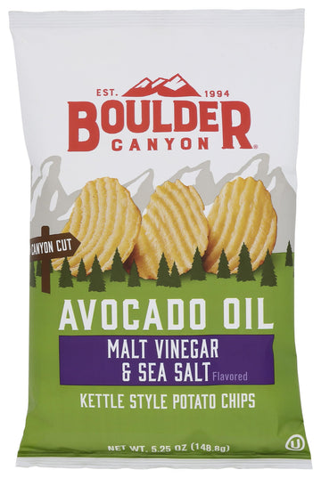 Boulder Canyon, Chips Potato Canyon Cut Avocado Oil Vinegar N Salt, 5.25 Ounce