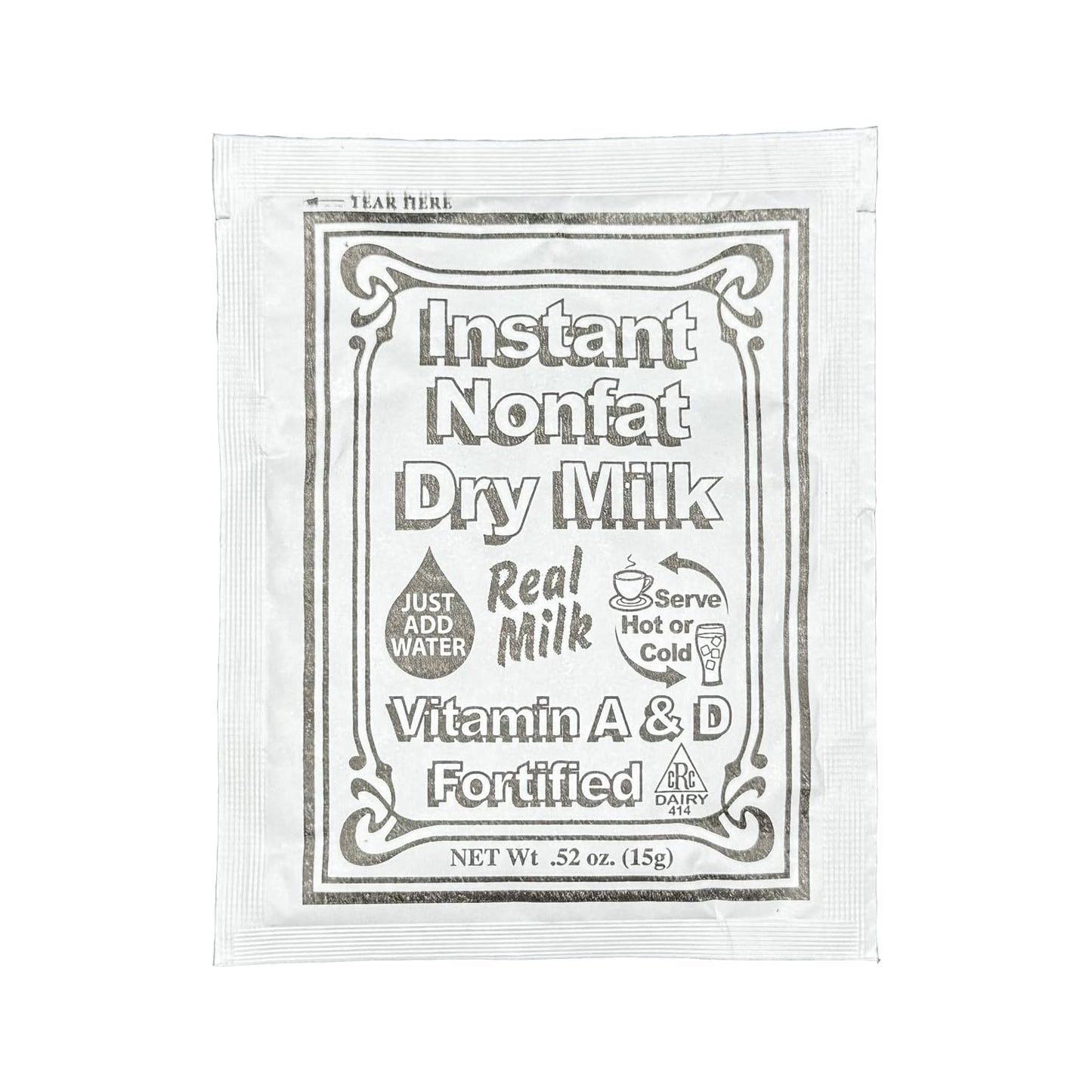 Non-Fat Dry Milk Instant Mix Packets - 15g Each, 20 Pack - Vitamin A & D Fortified, Shelf-Stable Powdered Milk