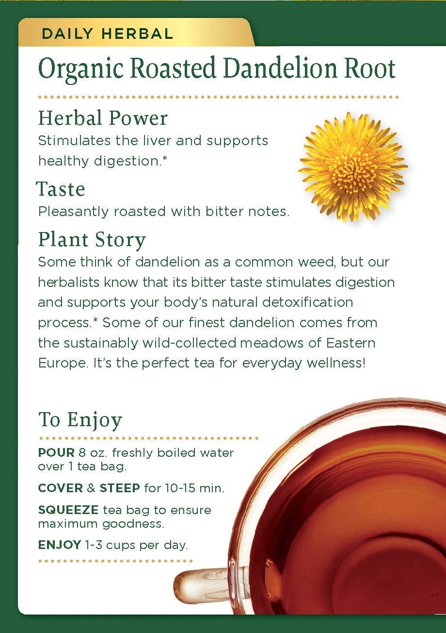 Traditional Medicinals Organic Roasted Dandelion Root Herbal Tea - 16 Tea Bags