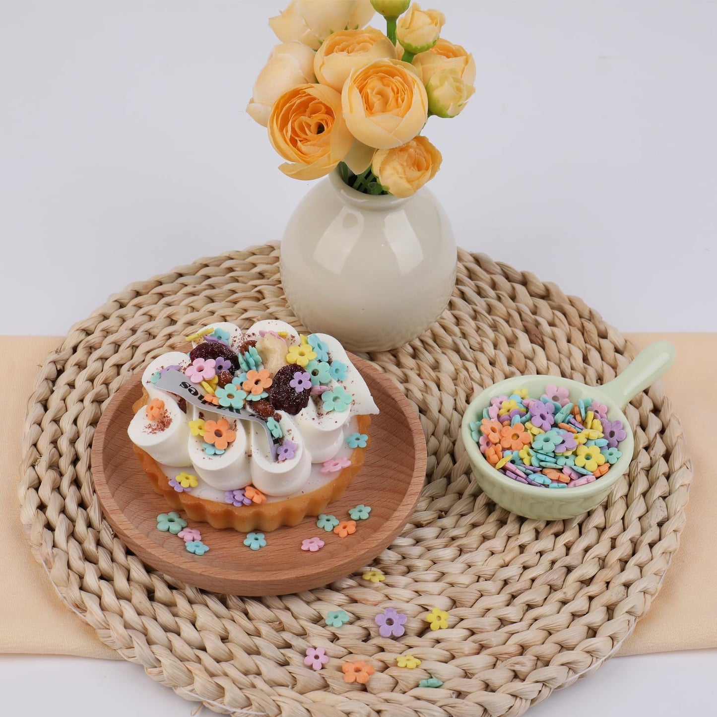Flower Sprinkles Edible Flowers For Cake Decorating, Mix Sizes Baking Sugar For Cupcake, Cookie, Donut Dessert Decoration, Weddi