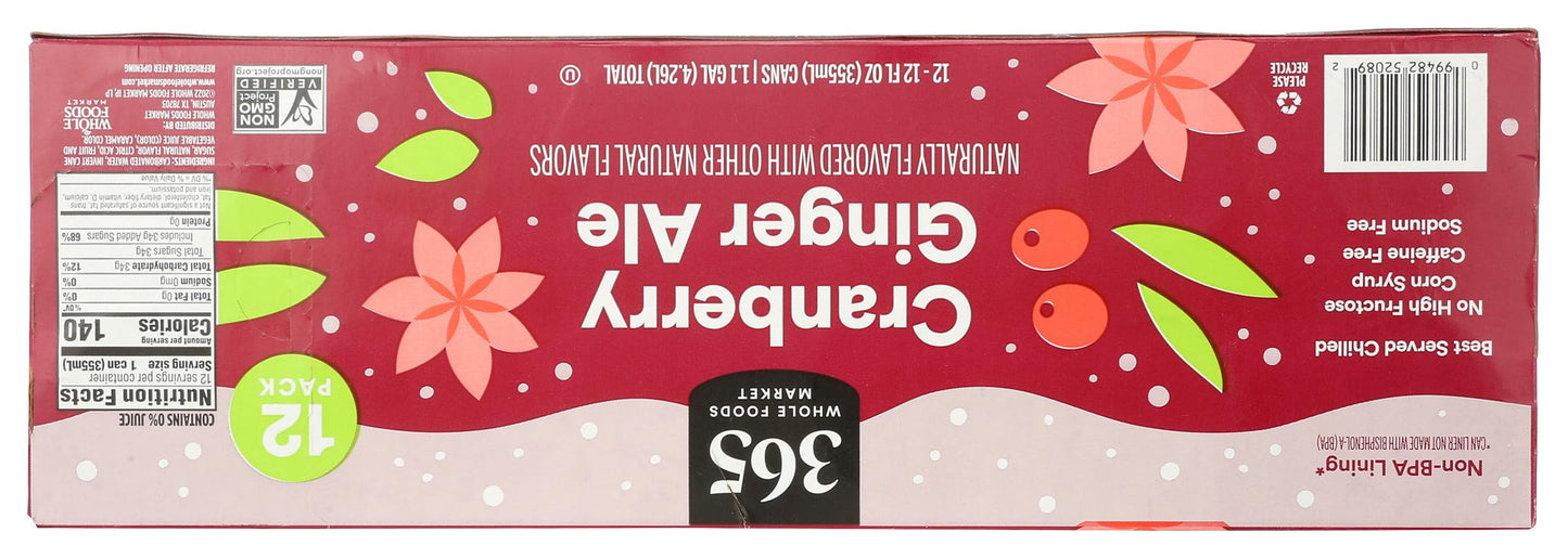 365 by Whole Foods Market  Cranberry Ginger Ale  12 Pack  12 Fl Oz