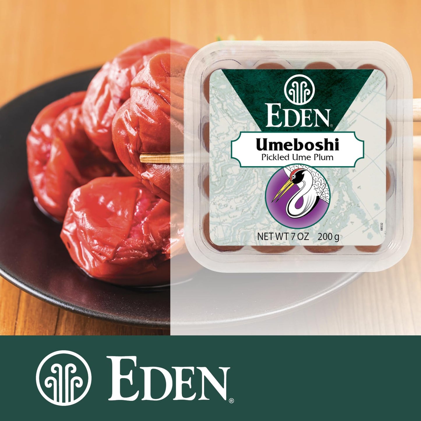 Eden Umeboshi Plum, Japanese Pickled Plum, Wakayama Grown, Whole, Traditionally Made in Japan, No MSG, No Chemical Additives, 7.