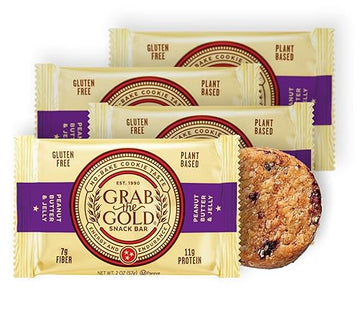 Vegan Snack Bars By Grab The Gold - Organic, Gluten Free, Vegan, Kosher, Dairy Free - 2.0 Oz - Peanut Butter & Jelly (4 Count)