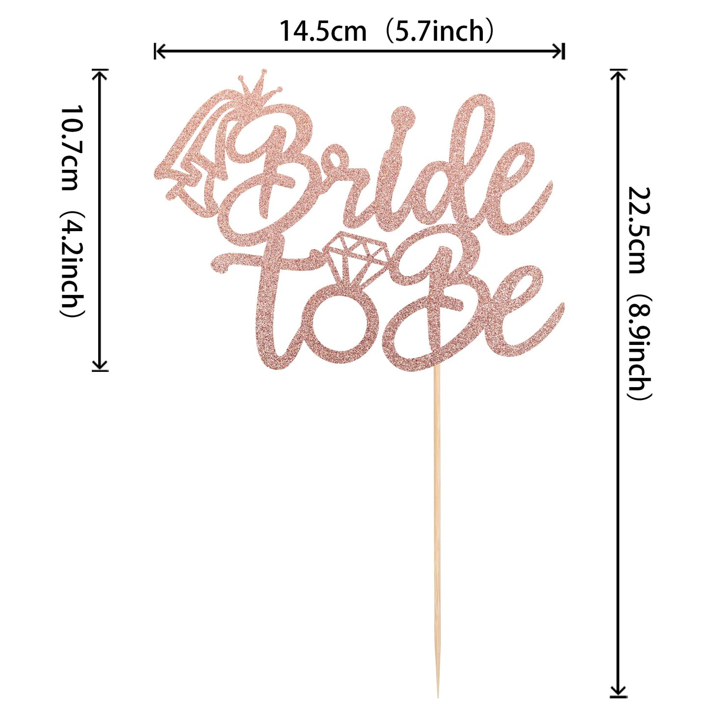 ZHUOWEISM Bride to Be Cupcake Toppers, 25 PCS Rose Gold Glitter Cake Decorations, Small Bamboo Picks for Bridal Shower and Bachelorette Party