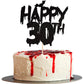 1 Pcs Halloween Theme Happy 30Th Birthday Cake Topper Glitter Cheers To 30 Years Bat Halloween Cake Pick For Halloween Happy 30T
