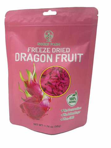 (Pack Of 1) Nokki Farm Freeze-Dried Dragon Fruit 50G | 100% Natural | No Sugar Added | Vegan | Non Gmo | All Natural | Superfood