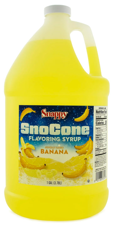 SNAPPY Sno Cone Syrup, 1 Gallon, Banana Flavor, Ready to Use, 12 Flavor Options, Model 33308GA