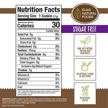 Dijas Natural Foods, Crunchy Sugar-Free Biscotti Cookie, All Natural, Fat Free, Preservative Free Ingredients, Delicious Low Cal