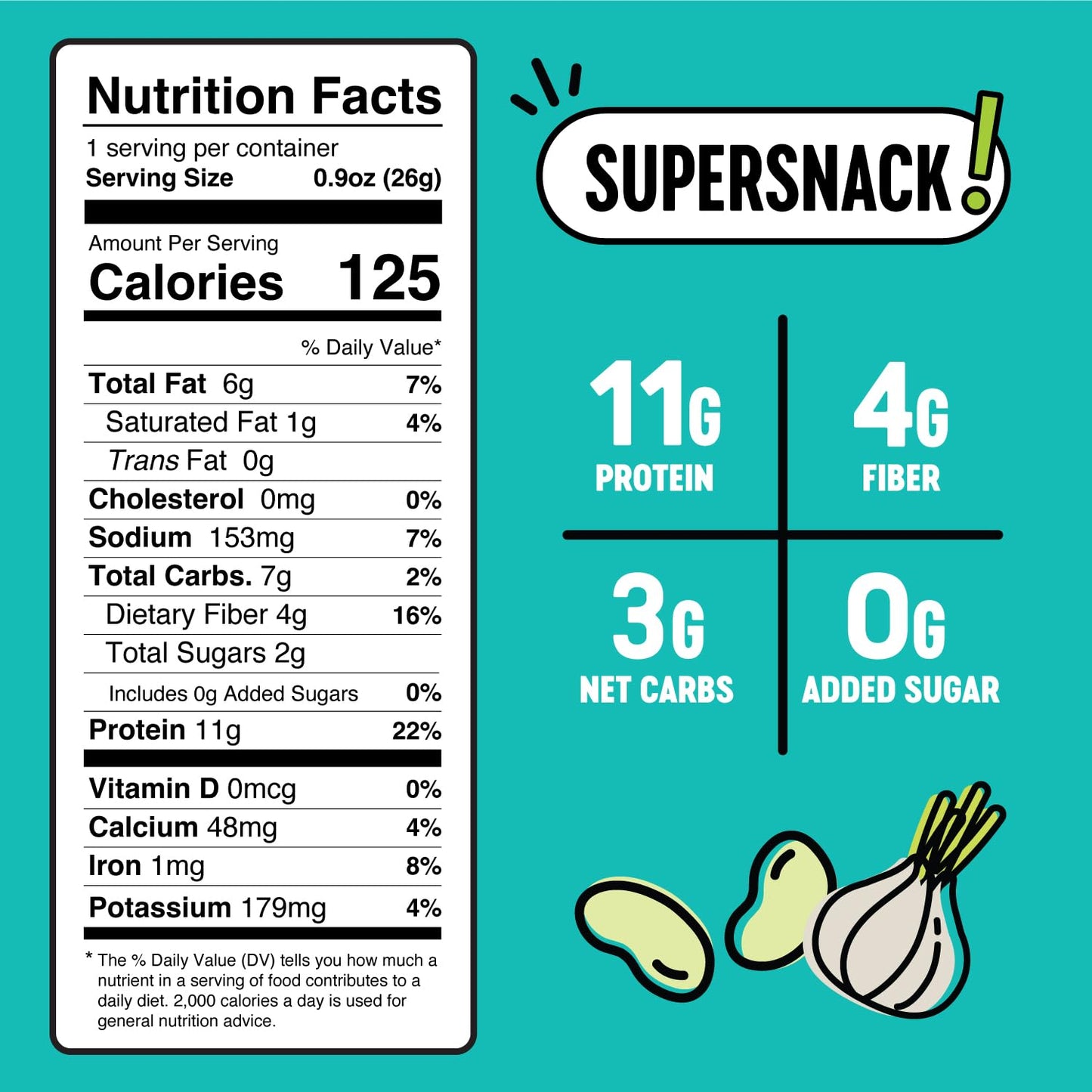 The Only Bean High Protein Vegan Snacks, Gluten Free Keto Edamame Beans, Ranch Flavor, 0.9oz, Pack of 10