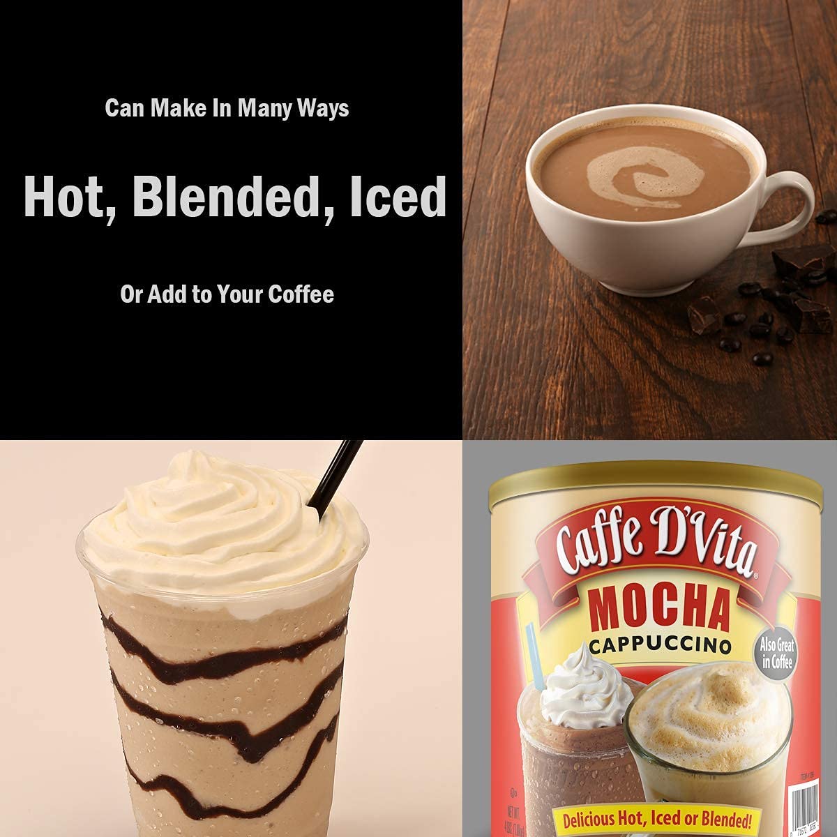 Caffe DVita Mocha Cappuccino Mix, Instant Gluten-Free Powder, 64 Ounce