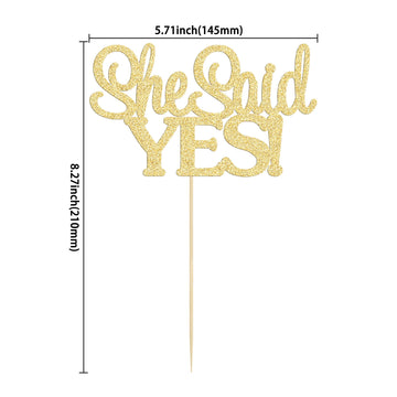 Gyufise 1Pcs Gold She Said Yes Cake Topper For Engagement Bridal Shower Wedding Shower Proposal Bachelorette Party Decorations S