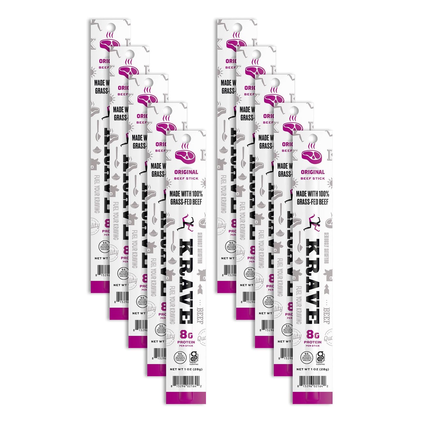 Kparty All-Natural Beef Sticks | 8G Protein  Gluten-Free  No Artificial Ingredients | Top-Grade 100% Grass-Fed Beef Snack | High Protein  Low Sugar  Keto-Friendly  On-The-Go Jerky Stick | Oriflavor Blendal Flavor | 1 Oz (Pack Of 10)
