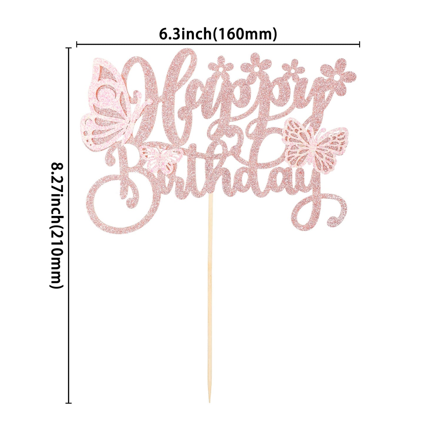 Gyufise 1Pcs Butterfly Cake Topper Glitter Assembled 3D Butterfly Cupcake Toppers Happy Birthday Cake Topper For Wedding Anniver
