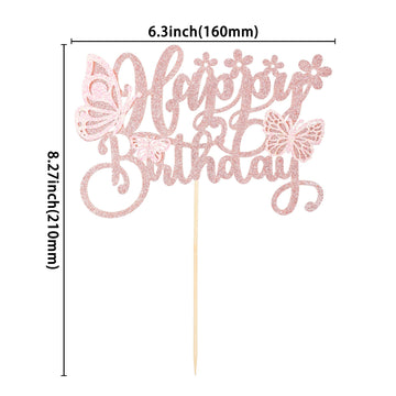Gyufise 1Pcs Butterfly Cake Topper Glitter Assembled 3D Butterfly Cupcake Toppers Happy Birthday Cake Topper For Wedding Anniver
