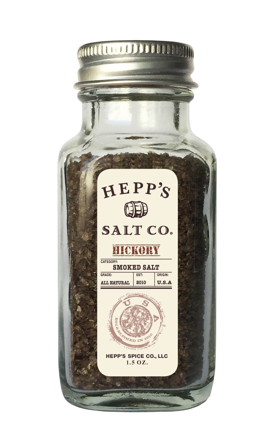 Hepps Salt Co. Hickory Smoked Sea Salt, 1.5oz, Ideal for Cooking and Seasoning