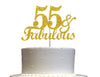 55  Fabulous Cake Topper Gold Glitter, 55Th Birthday Party Decoration Ideas, Premium Quality, Sturdy Doubled Sided Glitter, Acry