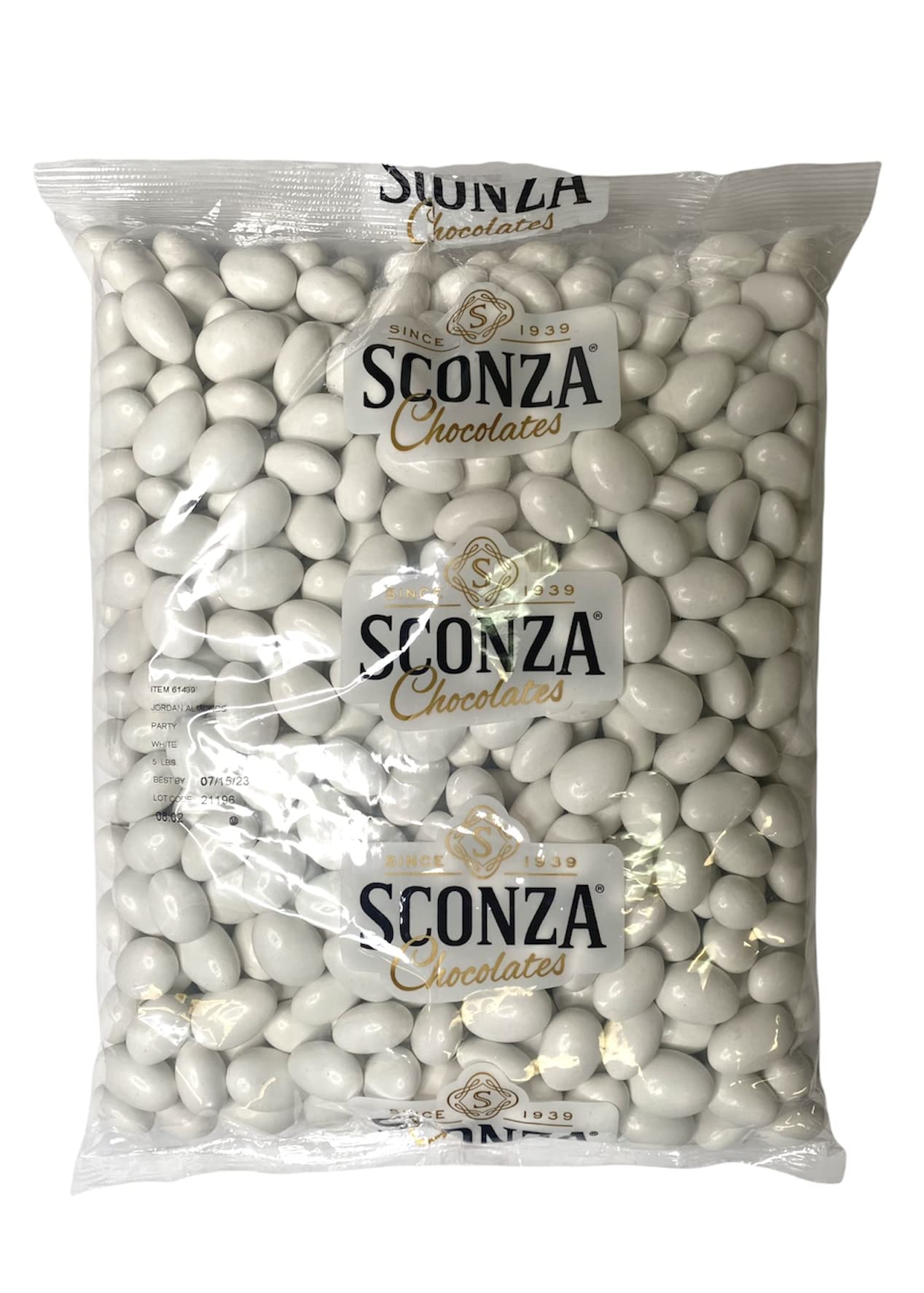 Sconza Jordan Almonds | White Candy Coated California Almonds | Wedding, Baby, Bridal Shower Candy | Made In The Usa | Pack Of 1