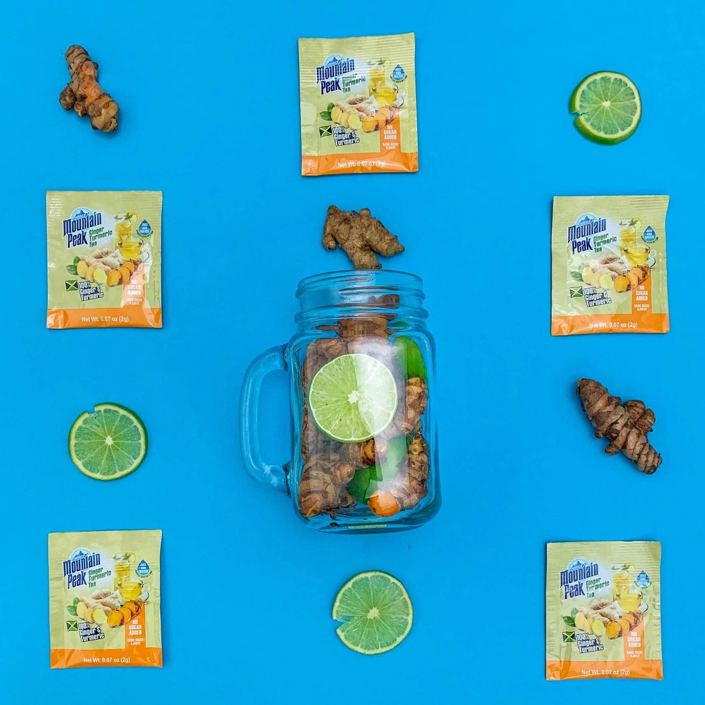 Jamaica Mountain Peak Ginger Turmeric Tea, With No Added Sugar, 6.3 Oz