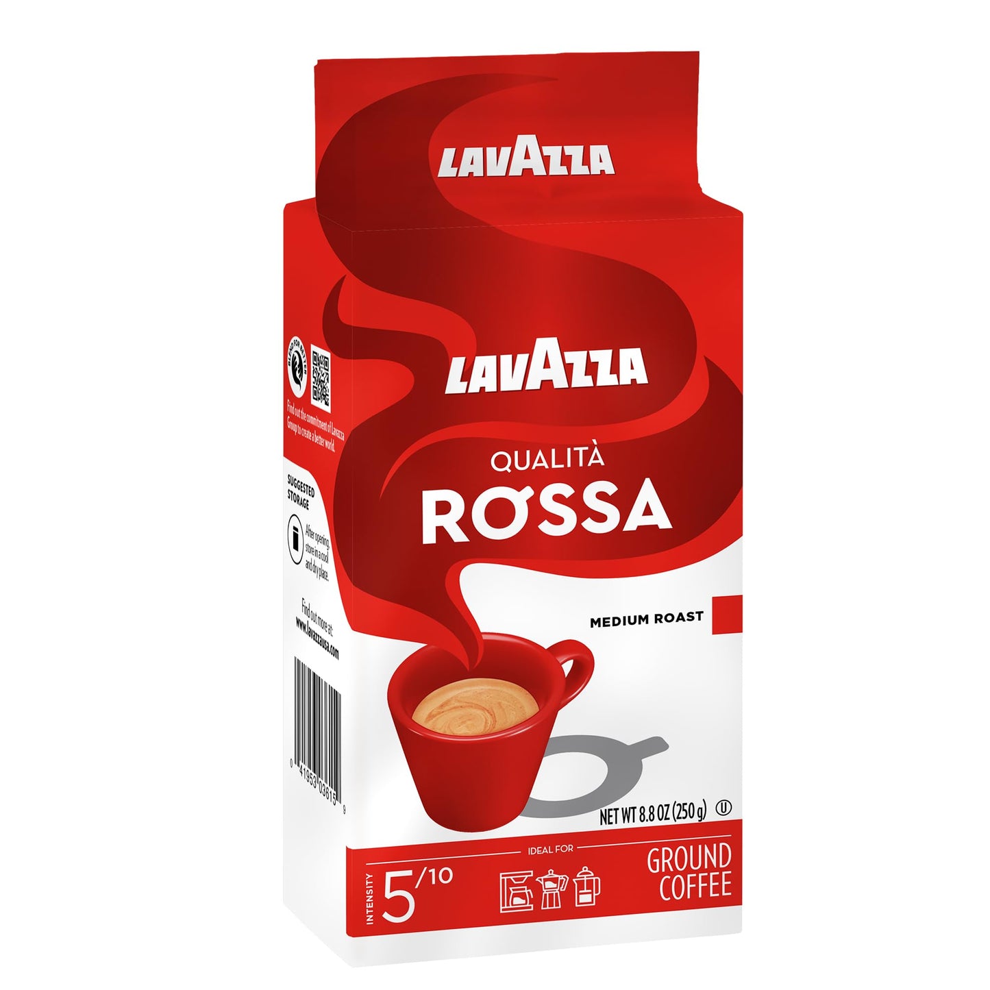 Lavazza Qualit Rossa Ground Coffee, Medium Roast, Arabica And Robusta Blend, 8.8 Oz Brick (Pack Of 4)