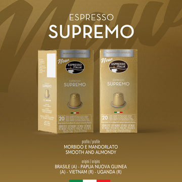Espresso Italia Supremo Blend Coffee Pods - 100 Aluminum compact pieces Compatible with Nespresso Original Lines - 20 Count (Pack of 5)