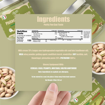 Pistachio Cream 200G (7.05 Oz) - Sweet Italian Pistachio Butter, Paste & Spread, Crema De Pistachios Dubai - Cream For Dubai Cho